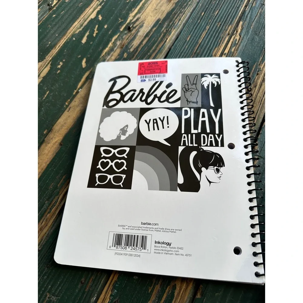 Barbie Inkology Spiral Notebooks Blue 80 Sheets College‎ Ruled 2 Pack 10.5x8